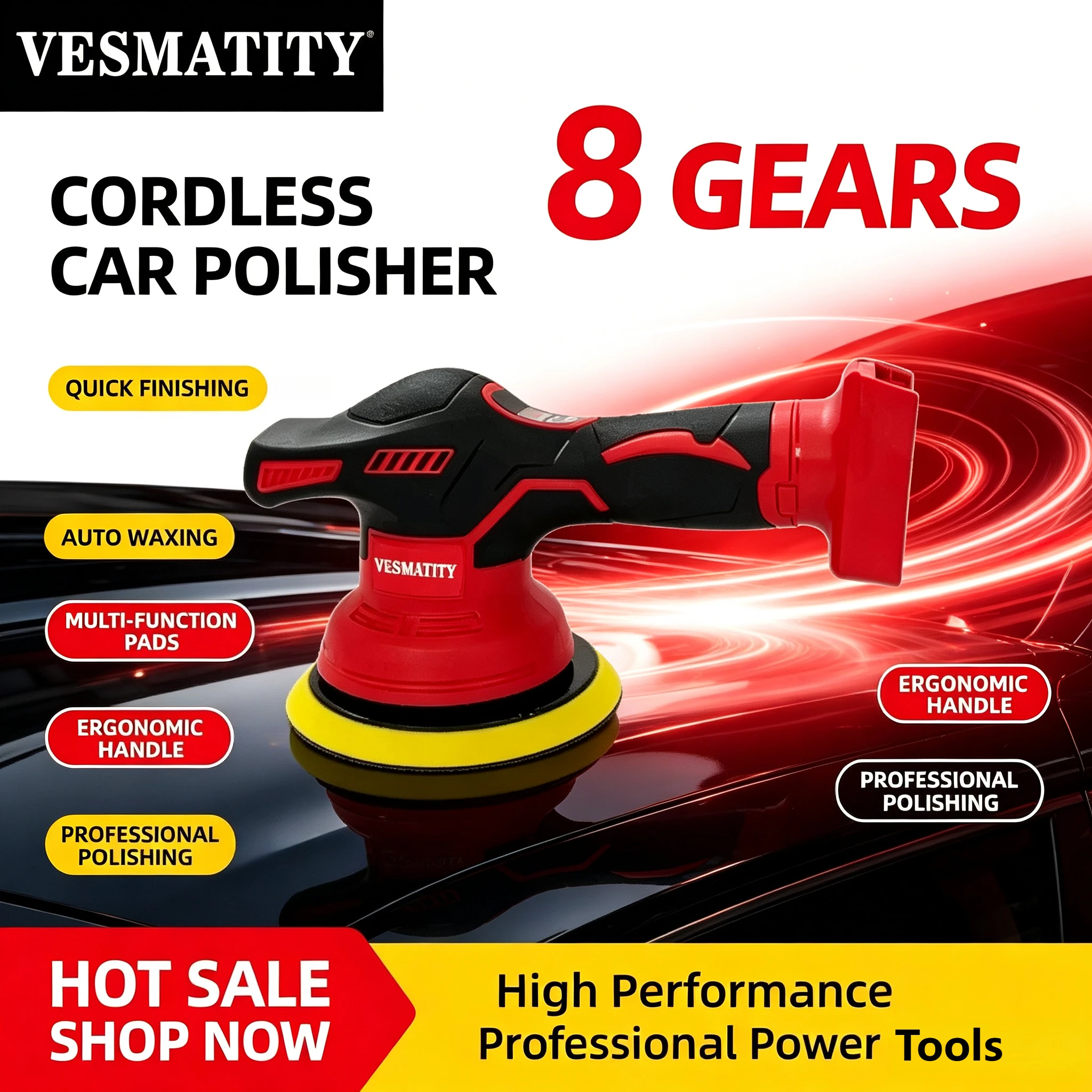 2026 HOT SALE Cordless electric polisher with digital display for auto waxing disc grinder for 18V Milwaukee battery