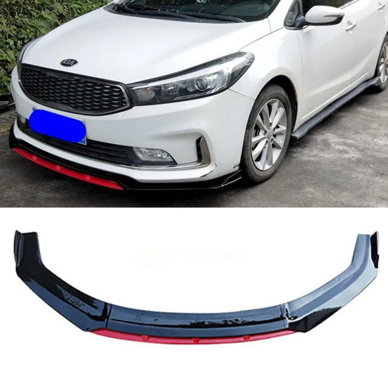 For 4PCS Universal CAR Front Lip Diffuser Kia K3 K2 K5 K9 Stinger PU Material Glossy Black Collision Separator Refit Accessories