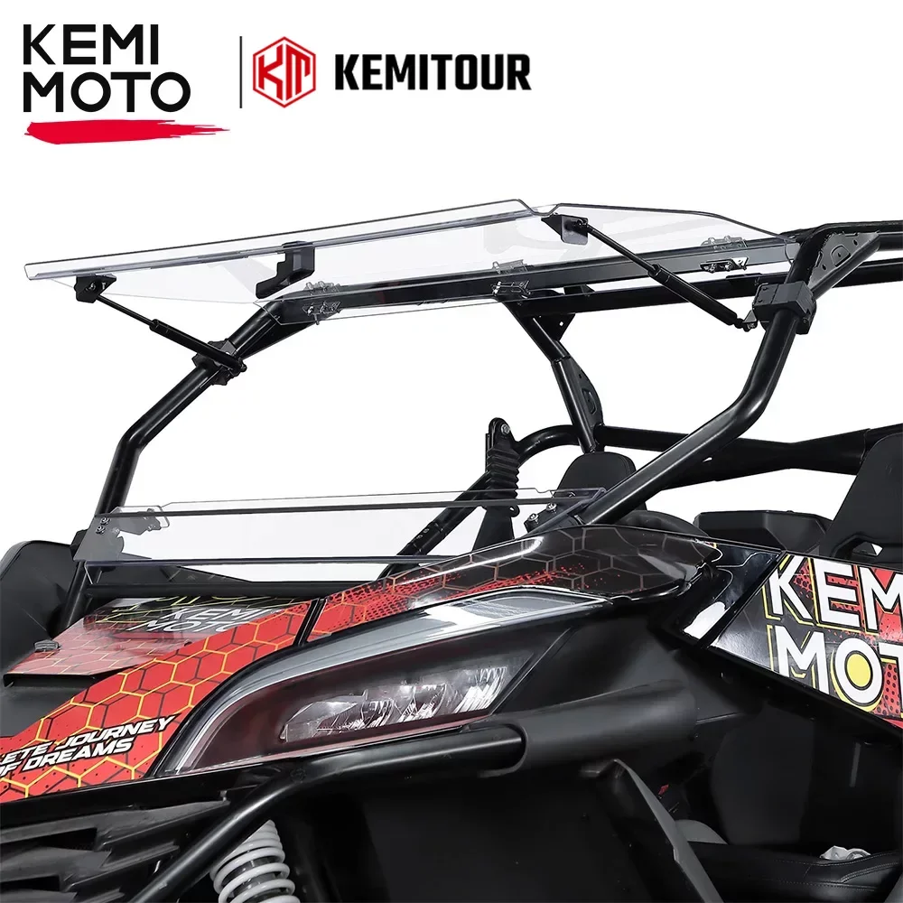 KEMIMOTO UTV PC Clear Front Flip Windshield 3-in-1 Folding Windscreen For CF-MOTO ZFORCE 950 HO SPORT 950 H.O. EX 950 1000 SPORT