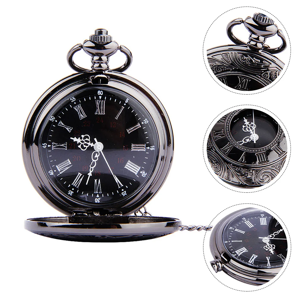 Retro Classic Pocket Watch Round Roman Numerals Steampunk Dual Display Dial Digital