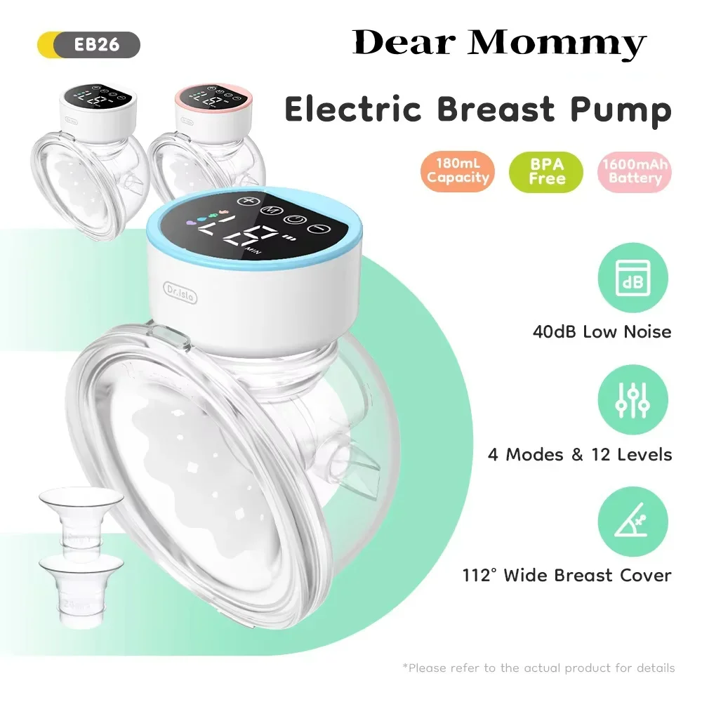 

Новинка 2025 года, портативные носимые электрические молокоотсосы, 4 режима, 12 уровней, бесшумный молокоотсос без помощи рук с фланцем 19/24 мм