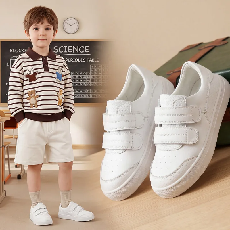 Girl Genuine Leather Sports Shoe2026Spring Autumn New Style Child Breathable Soft Sole Single Casual Girl Non Slip Student Shoes