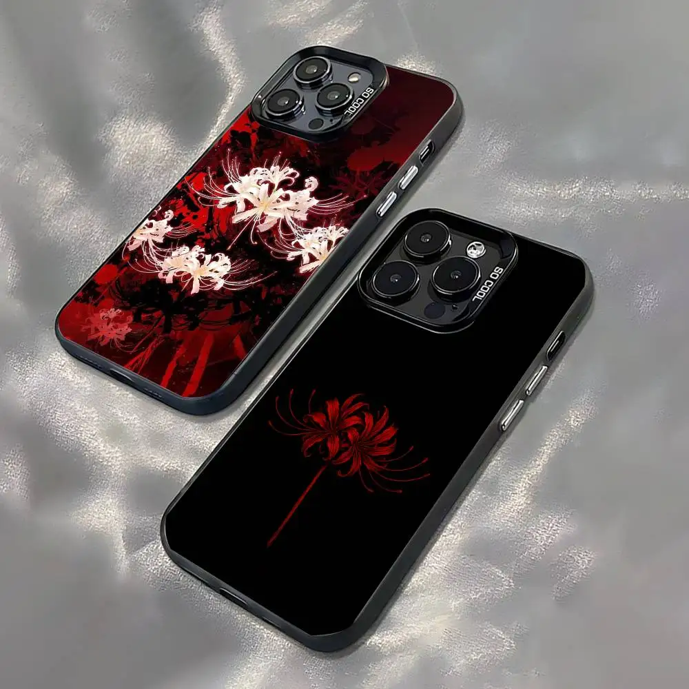 

Red Spider Lily Flower of Hell Black Matte Shockproof CoverPhone Case For iPhone 17,16,15,14,13,12,11,Pro,Max,Plus