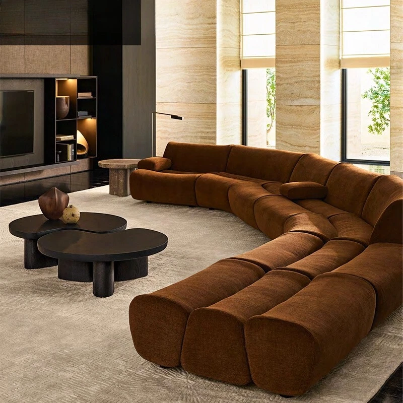 

Bamboo sofa fabric, living room size straight row arc, corner minimalist new 2025