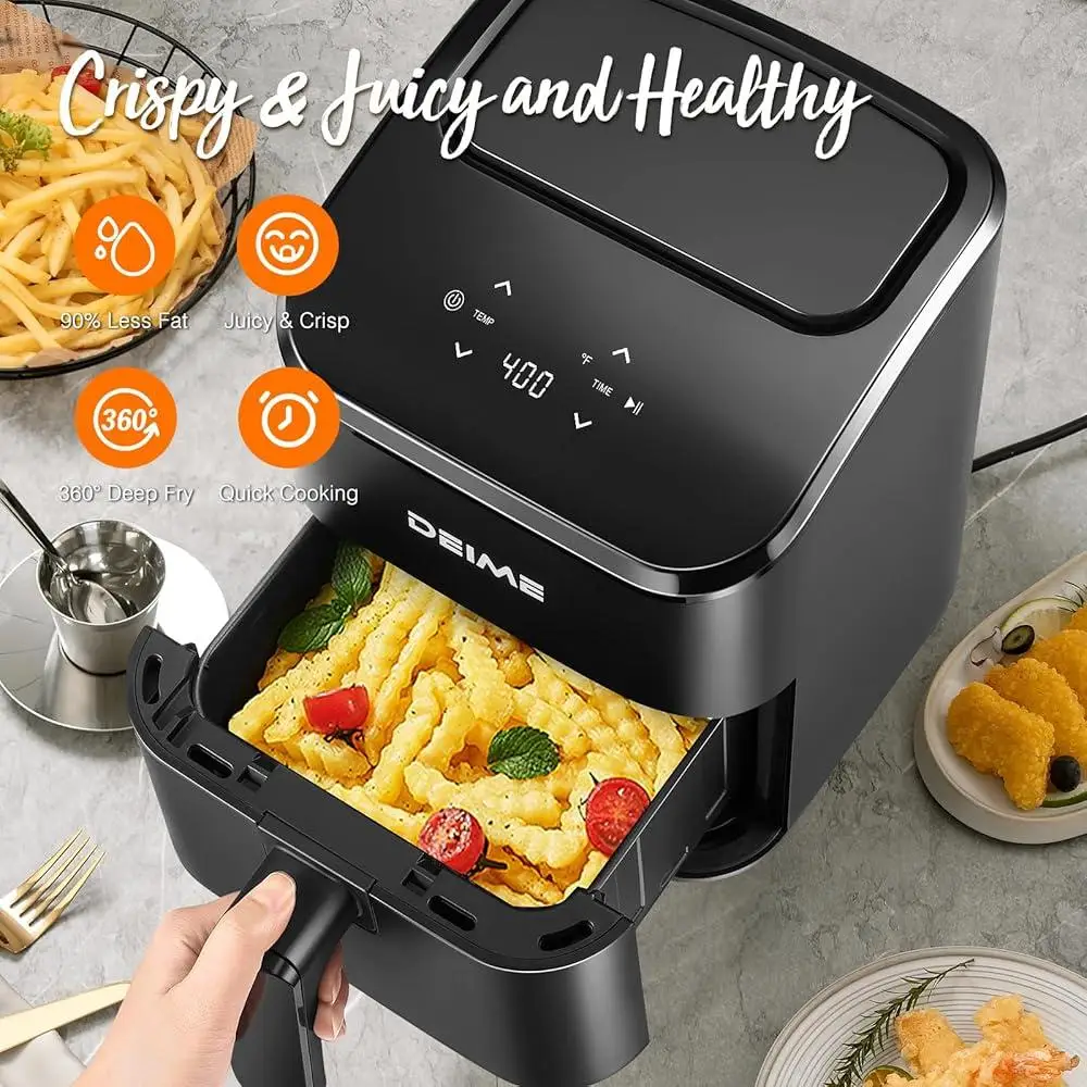 Fritadeira de ar digital compacta mini pequena bancada de 3 quartos cozinha saudável refeições rápidas e fáceis com cesta antiaderente segura para máquina de lavar louça