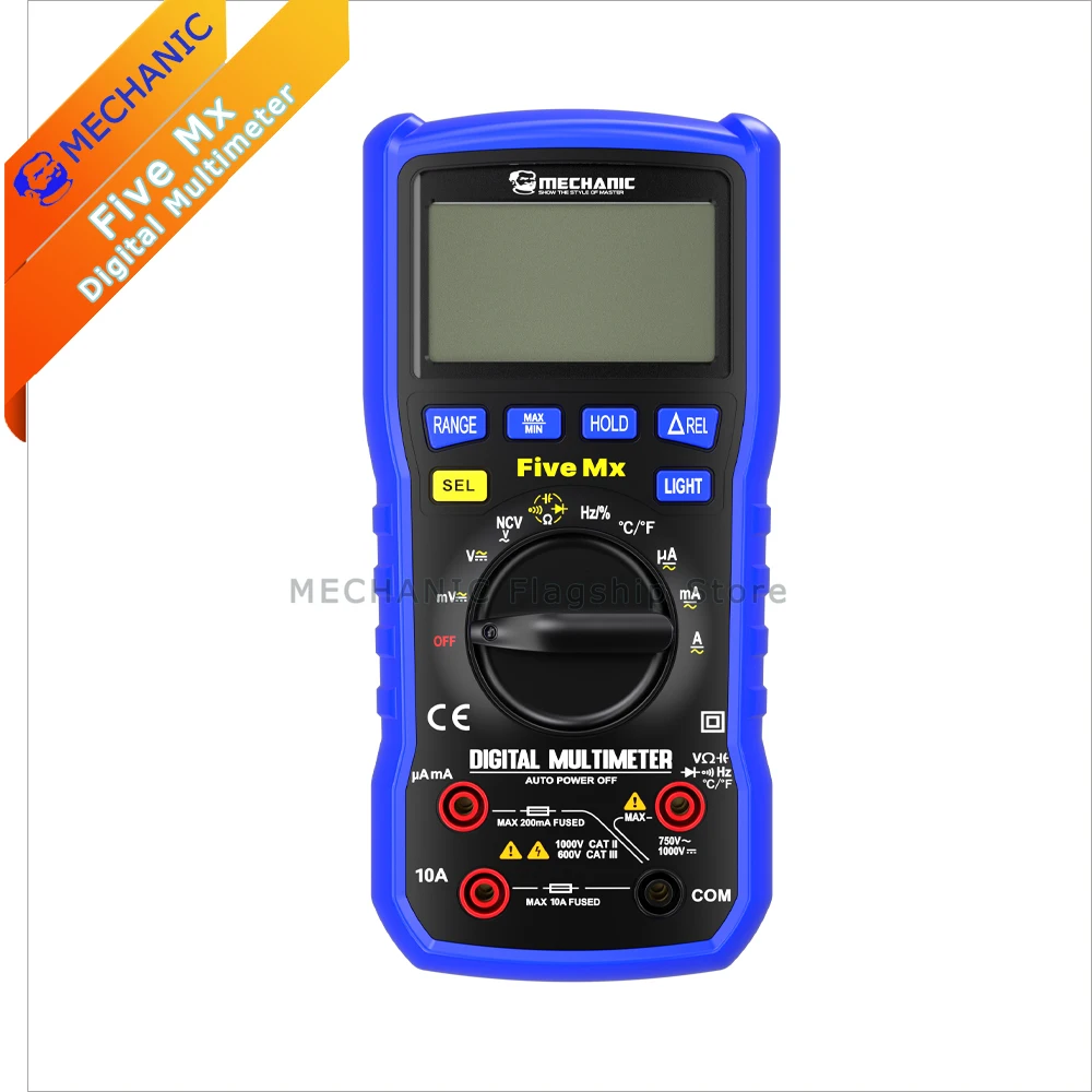 

MECHANIC Five Mx Digital Multimeter Four-bit Semi NCV Measurement Temperature Detection High-precision Anti Burn True RMS Tester