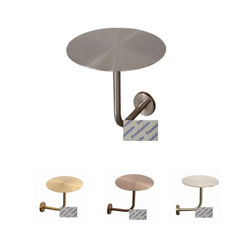 304 Stainless Steel Round Wall Mount Coffee Table L Shaped Pub Salon Serving Worktop Rose Gold Bronze White Black