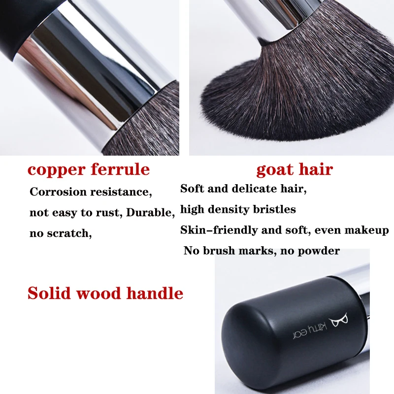 Loose Powder Makeup Brush Pressed Powder Blush Blending Facial Contour Brush Goat Wool Wooden Handle Multifunctional Makeup Tool