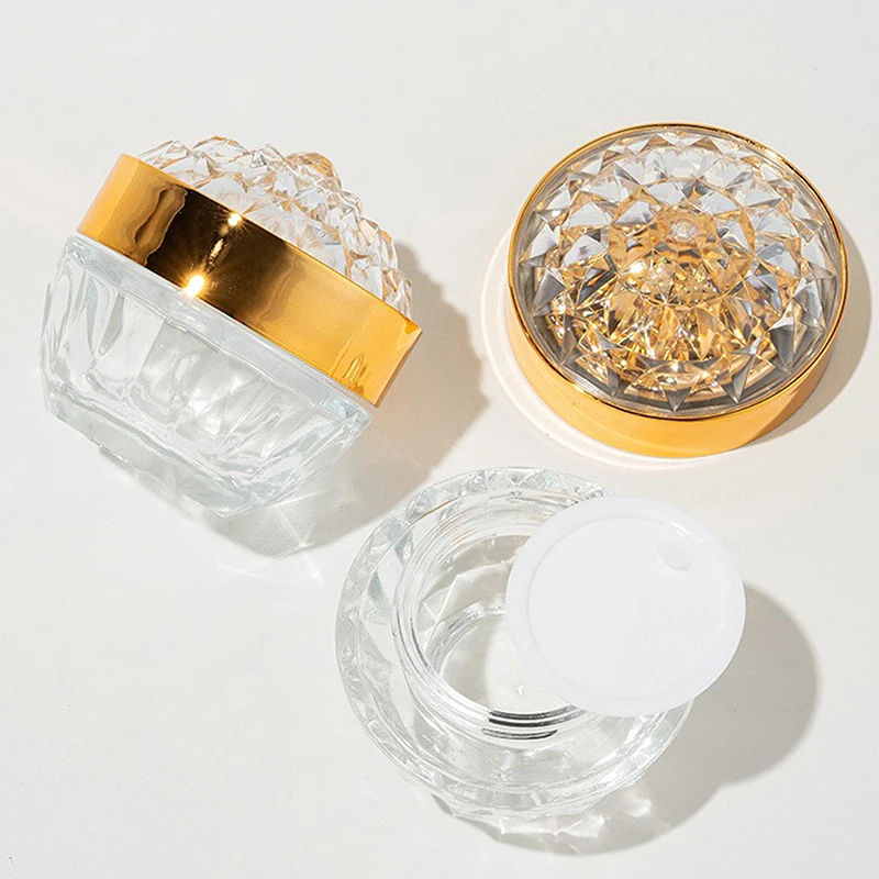 

1Pcs Luxury Glass Face Cream Jar With Lid Cosmetic Jar Container 50g For Cream Lotion Jars Travel Lotion Bottle