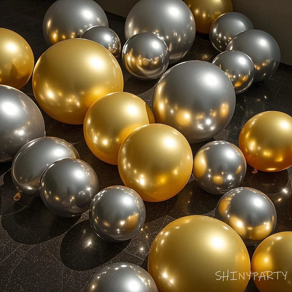 30pcs/Lot Very Beautiful Balloon Gold Silver Chrome Balloons Wedding Baby Shower Ball Birthday Party Decoration Quality Balloon