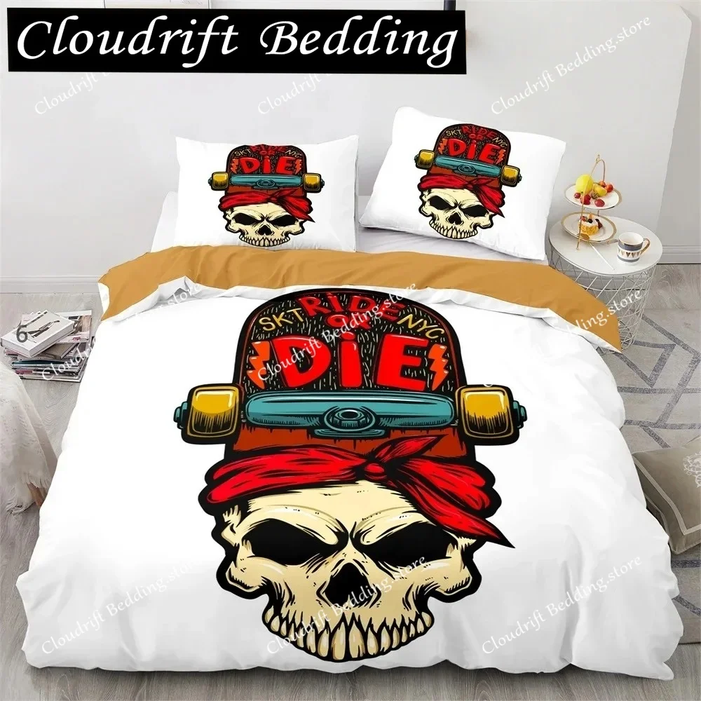 Skateboard Bedding Set Full Size 3D Santa Claus Polyester Duvet Cover Skateboard Comforter Cover Hip Hop Style King Twin Size