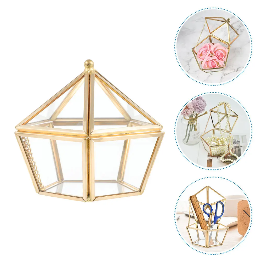 Portable Glass Jewelry Box Transparent Jewelry Storage Organizer Compact Desktop Case for Rings Necklaces Earrings Bracelets