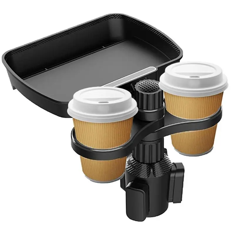 Multifunctional Car Cup Holder With Attachable Tray 360 Swivel Adjustable Car Food Eating Tray Table Auto Cup Holders Expander