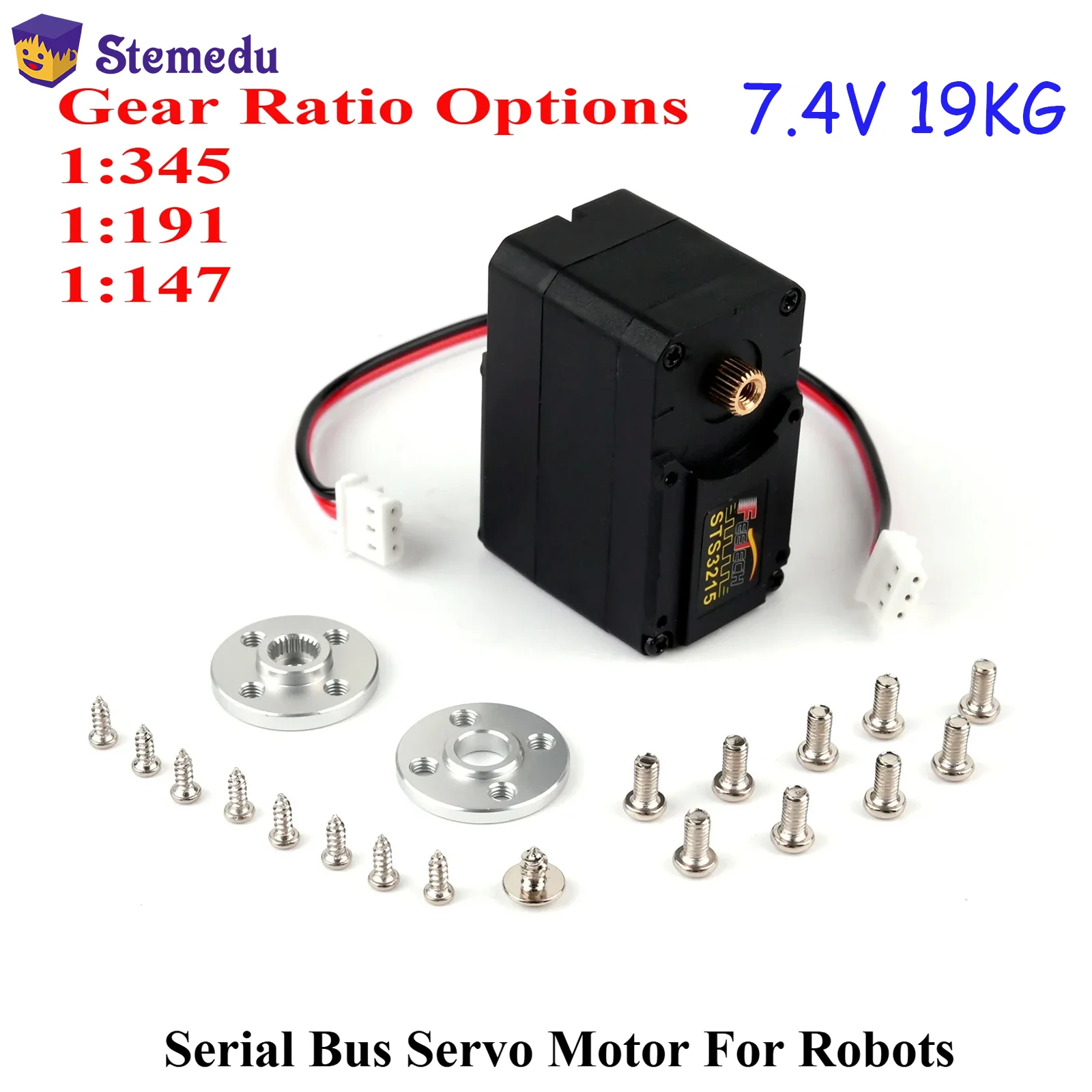 Feetech 7.4V 19KG ST3215-C046/C001/C044 Serial Bus Servo 1/345 1/191 1/147 Gear Robot Arm Magnetic Encoder 360° for SO-ARM100