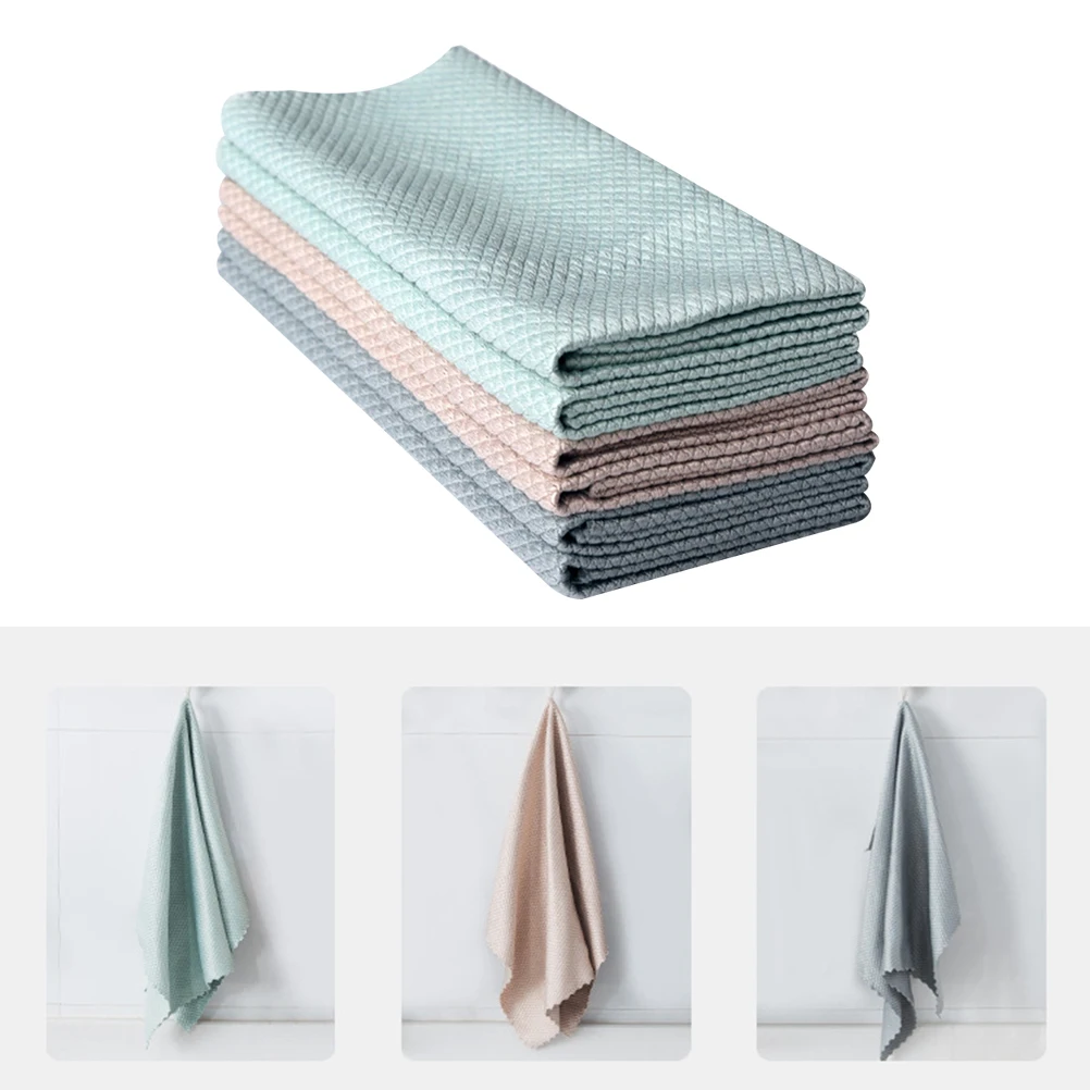 

6pcs Fish Scale Design Cleaning Cloth Premium Material Water Absorption Soft Foldable Kitchen Bathroom Towel Glass