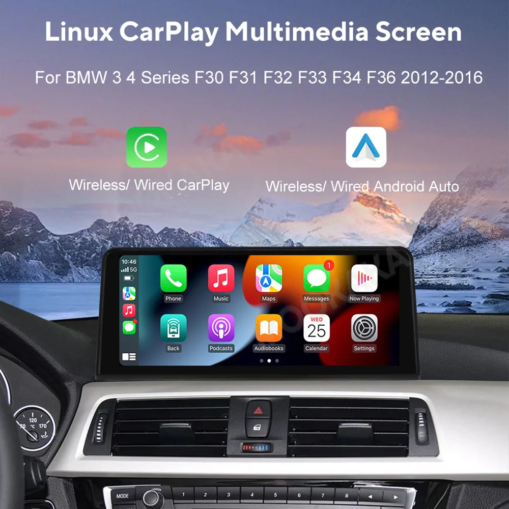 Wireless Carplay Android Auto For BMW 3 4 Series F30 F31 F32 F33 F34 2013-2017 Linux System Car Multimedia Player DSP WIFi GPS