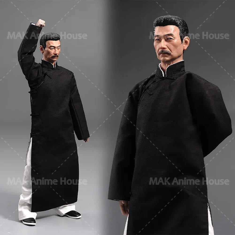 

1/6 Scale Famous Chinese Figure Zhou Shuren Lu Xun Head Sculpt Black Robe Clothes Male Body Strong Muscle Model 12" Action Doll