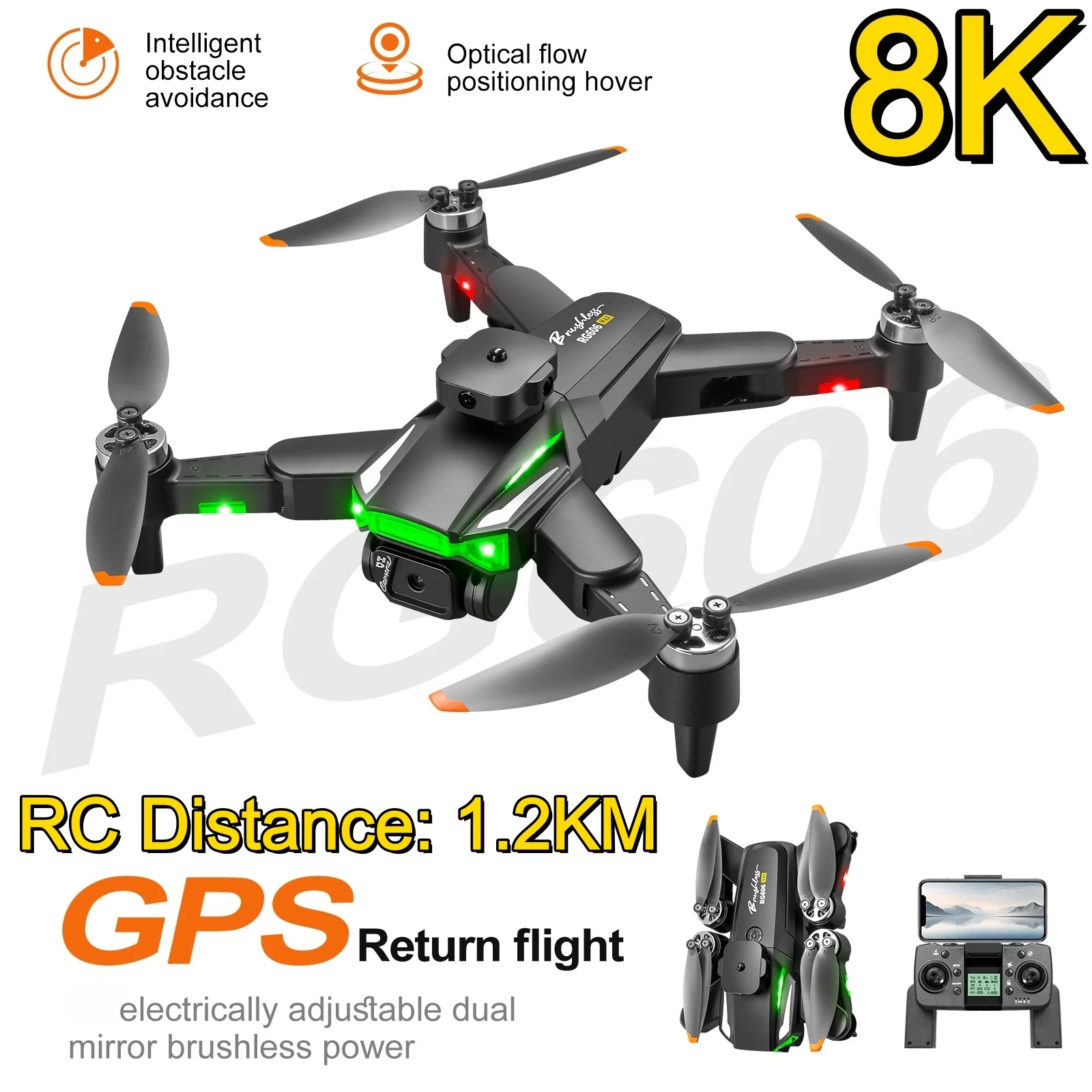 GPS Brushless Drone 8K HD Dual Camera  GPS Drone Intelligent Following Obstacle Avoidance Quadcopter Brushless GPS Drone Toy Gif