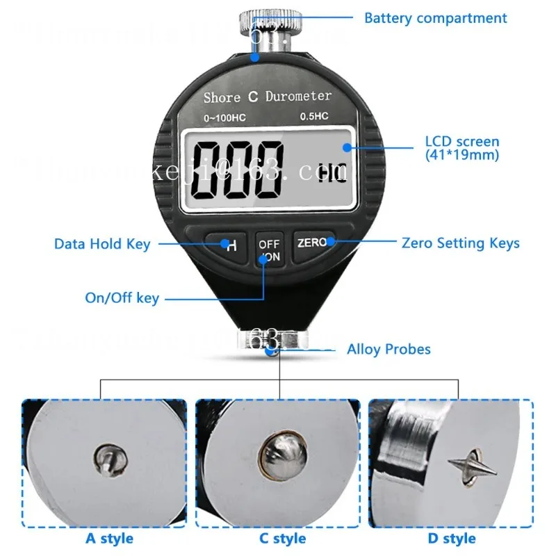 Pointer digital display rubber hardness tester Shore hardness tester A/C/O/D tire plastic foam rubber roller leather