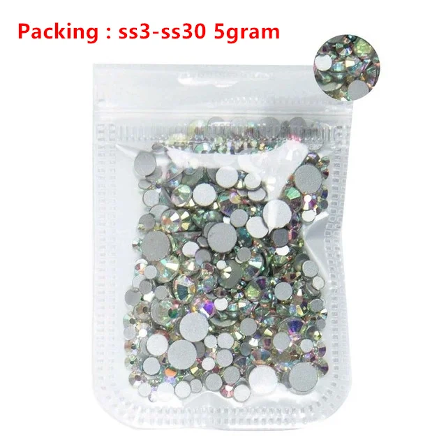 SS2,SS3,SS4,SS34Crystal Non Hotfix Rhinestone Super Bright Glass Strass 3D Nail Art Decoration