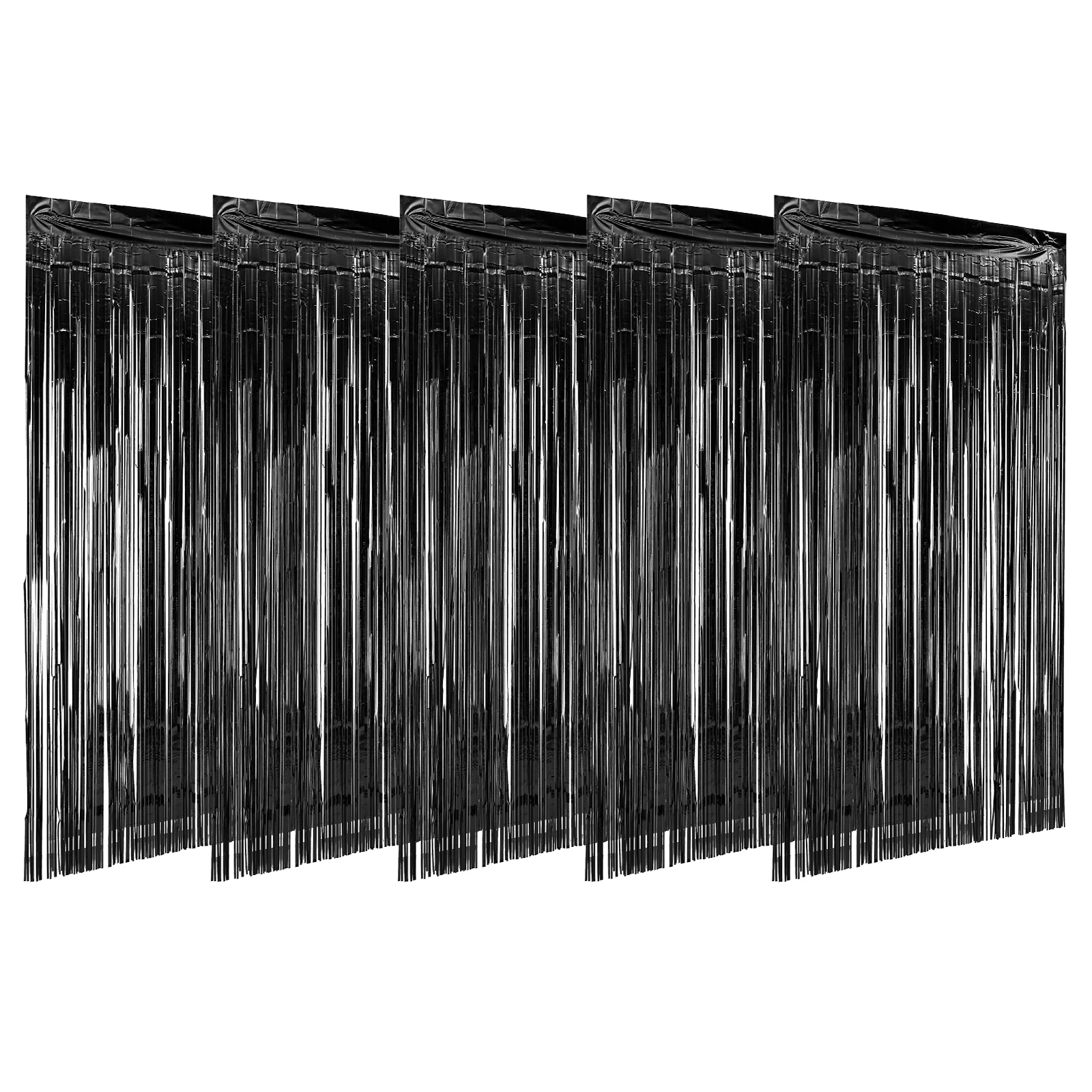 

5Pcs Thick Foil Tinsel Curtain 1m Wide 2m High Black Fringe Door Streamer PartyBackdrop Wedding Decorations Stage Background