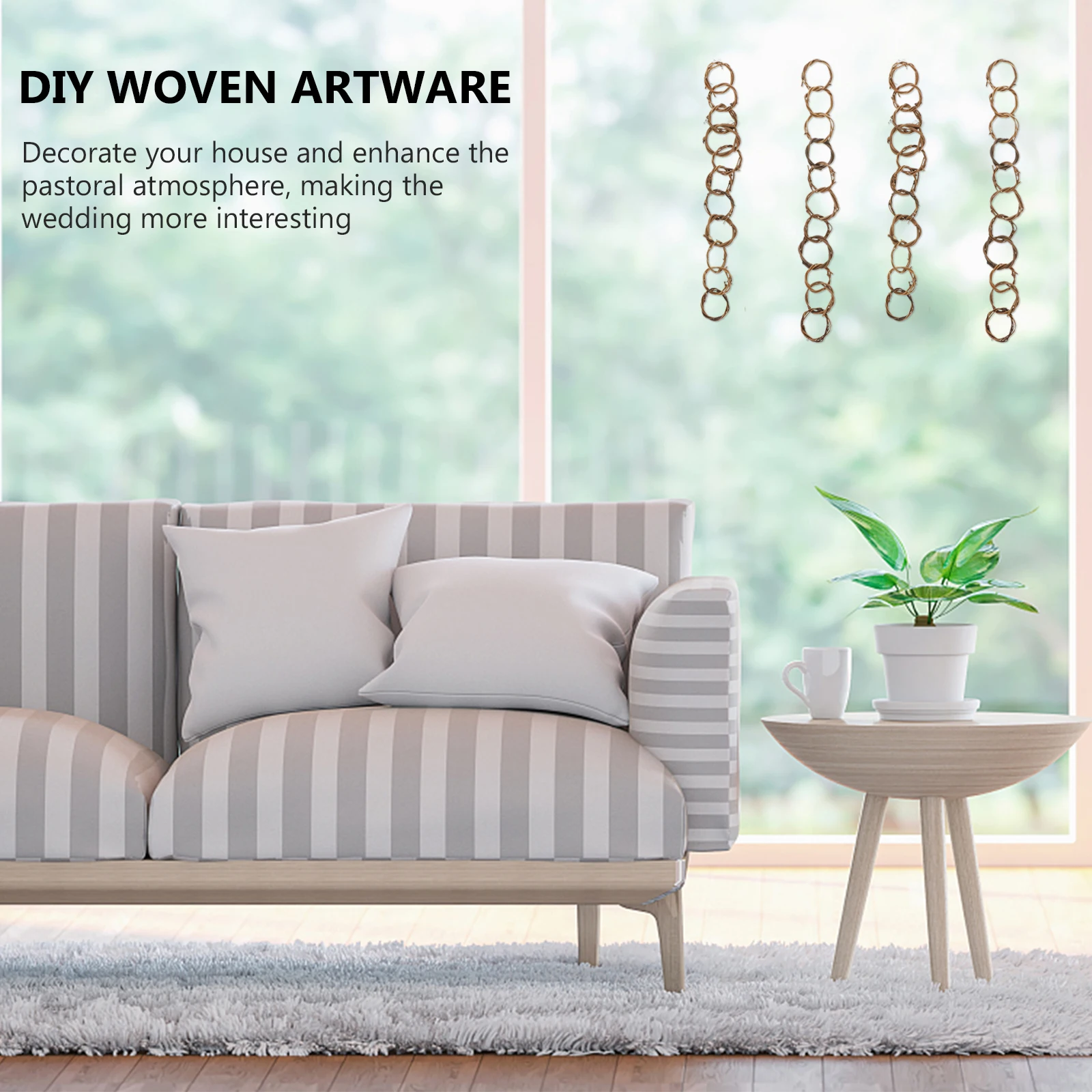 6 قطعة قلادة الروطان المنسوجة الزخرفية DIY بها بنفسك الحرفية الزينة المنزل مكتب حفل زفاف معلقة الديكور DIY بها بنفسك المنسوجة أعمالا فنية #6