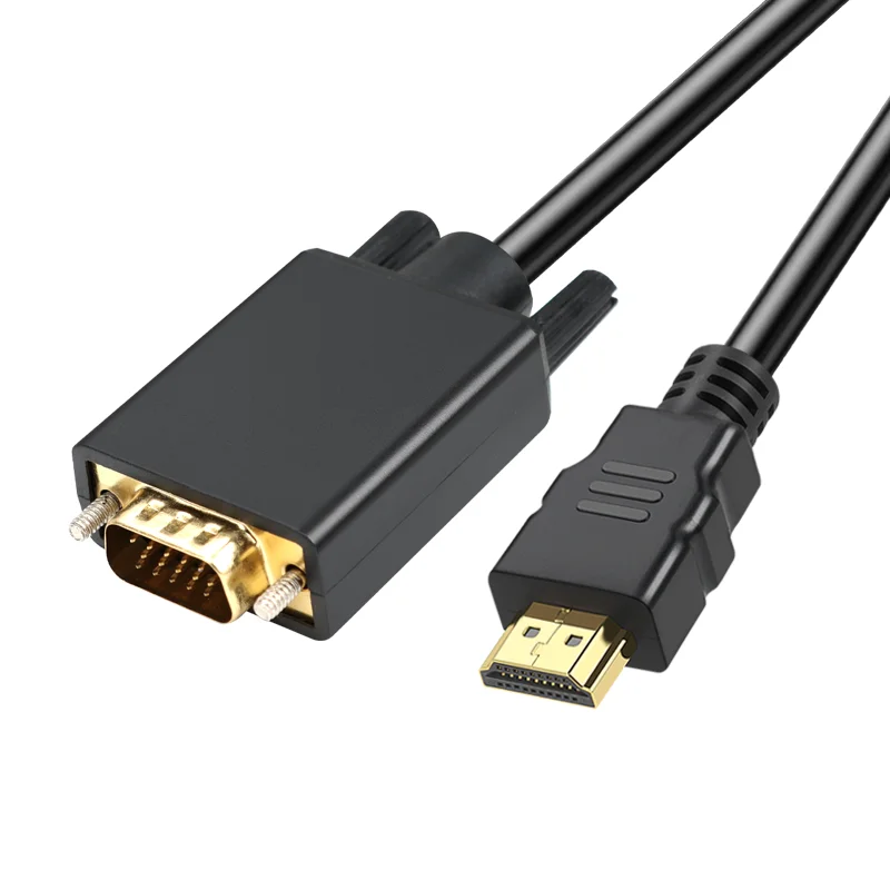 Black HDMI to VGA Cable, HDMI Male to VGA Male Adapter Gold Plated 080P HD Video Cord for Computer, Desktop, Laptop, PC