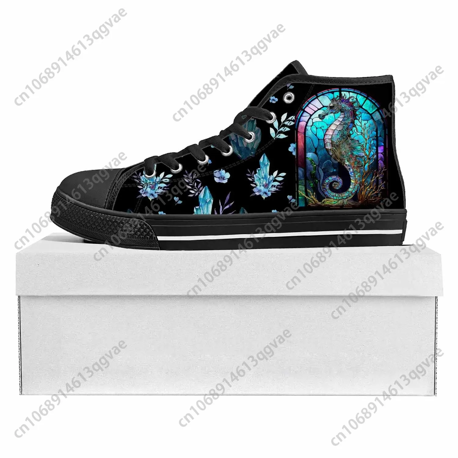 Seahorse Ocean Series High Top High Quality Sneakers Mens Womens Teenager Canvas Sneaker Custom Made Shoe Casual Couple Shoes