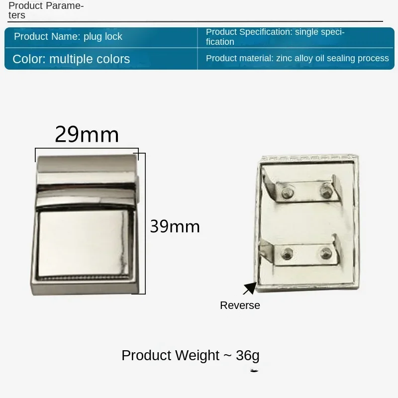 Zinc Alloy Square Mortise Lock Bag Press Lock Case Hardware Accessories