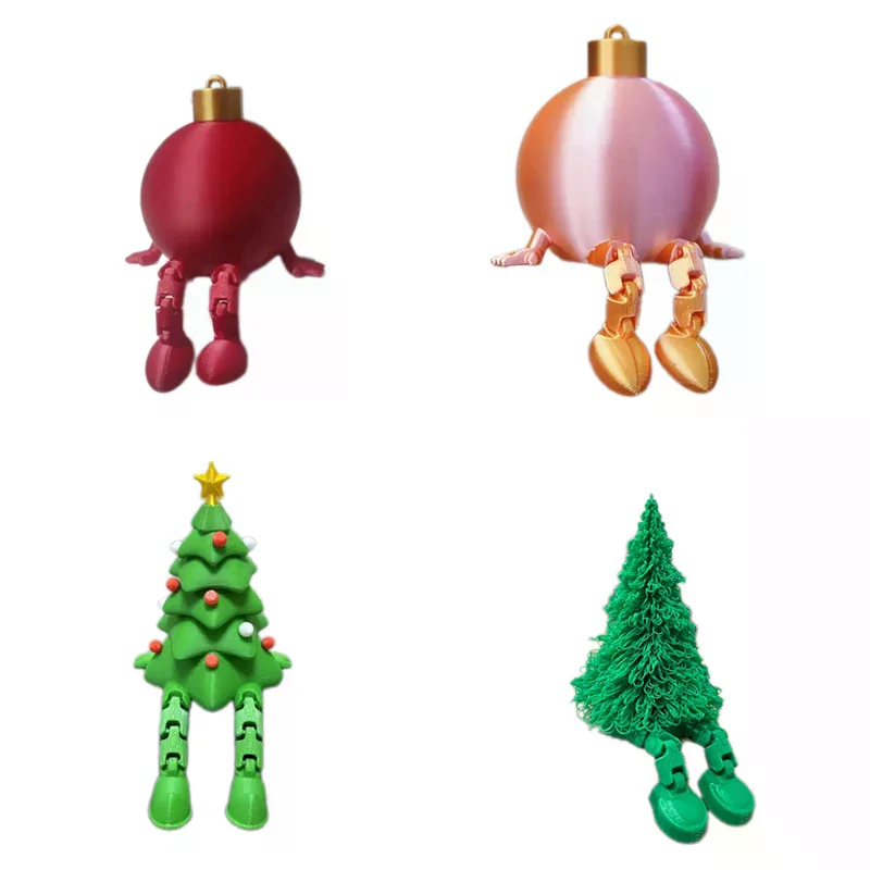 3D Printed Christmas Ball Tree Ornament With Movable Joint Decorations Festive Tabletop Display Statue