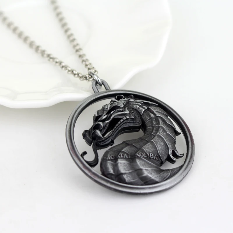 Game Mortal Kombat Pendant Alloy Animal Dragon Necklace Holder Chaveiro Gift Cosplay Props for Men Women Jewelry Accessories