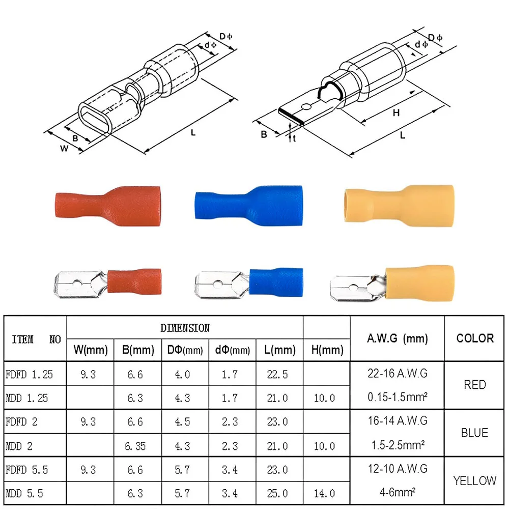 150-teiliges Set mit elektrischen Kabelverbindern, isolierte Draht-Crimpverbinder, elektrische Kabelverbinder, verschiedene Flachsteckverbinder – Detail 6