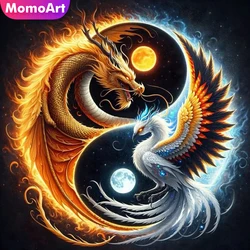 MomoArt Diamond Mosaic Dragon Animal Cross Stitch Kits Bird Embroidery Tai Chi Painting Full Square Round Child Gift