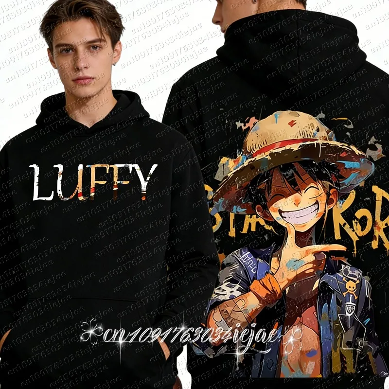 

2026 Худи One Piece Luffy для косплея, осенне-зимняя, парная, детская, хлопковая, с капюшоном, в стиле Харадзюку, уличная, с длинными рукавами