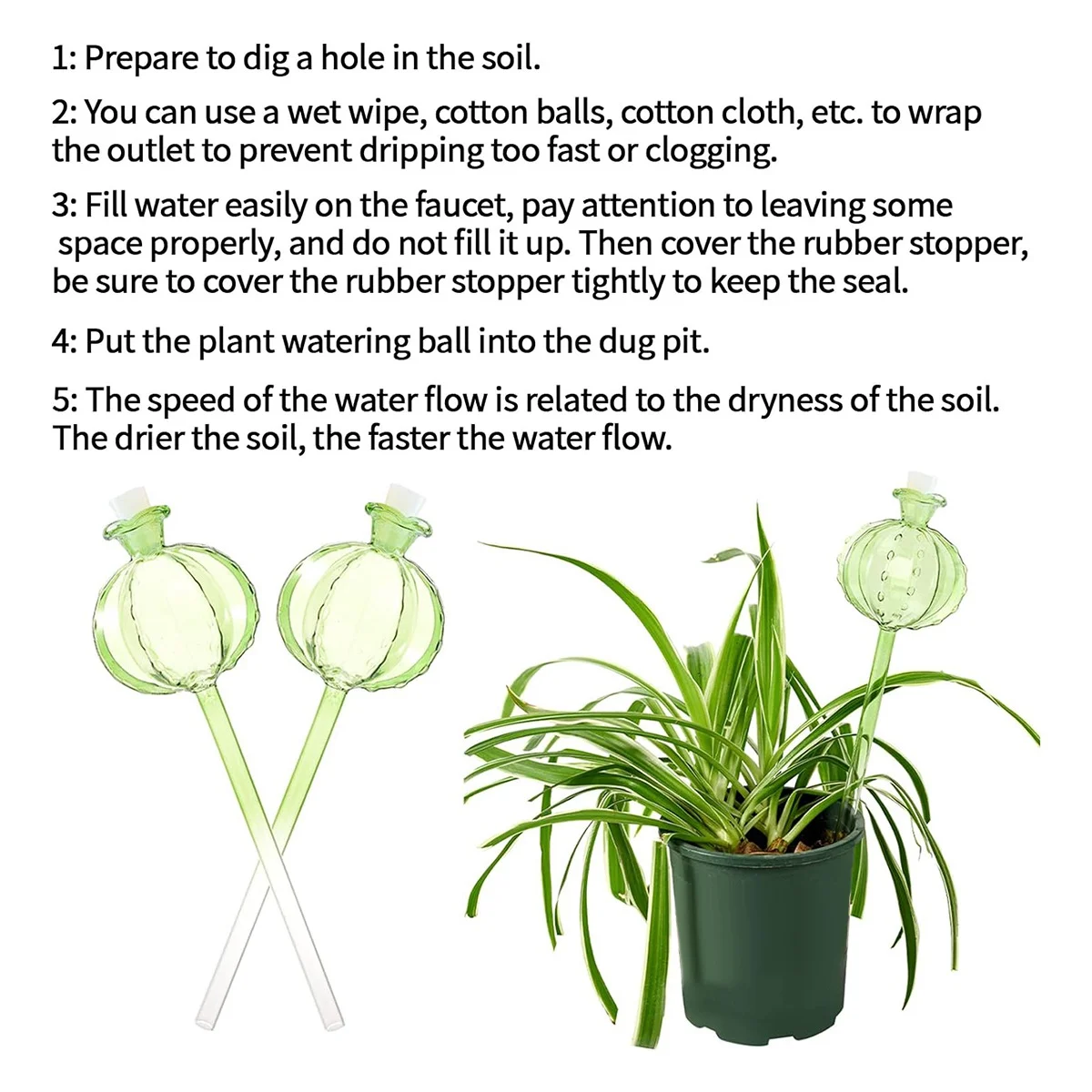 ABLJPlant 散水グローブ、3 個の吹き植物散水装置、自己散水グローブ屋内植物サボテン用散水グローブ