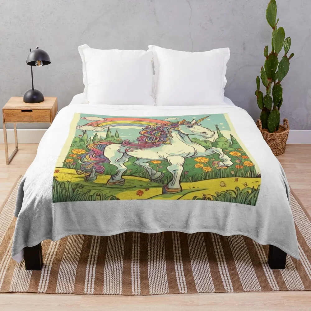 

Unicorn in Field Throw Blanket Decorative Sofa Thins Quilt Blankets