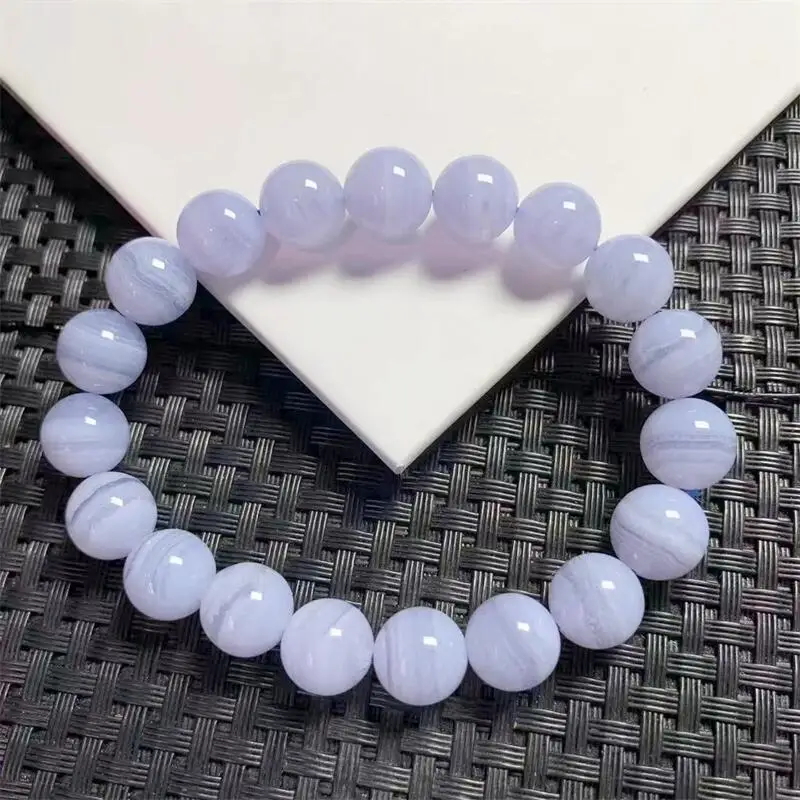 10mm Natural Blue Lace Agate Bracelet Handmade Crystal Quartz Jewelry Stretch Bangle Children Birthday Gift 1pcs