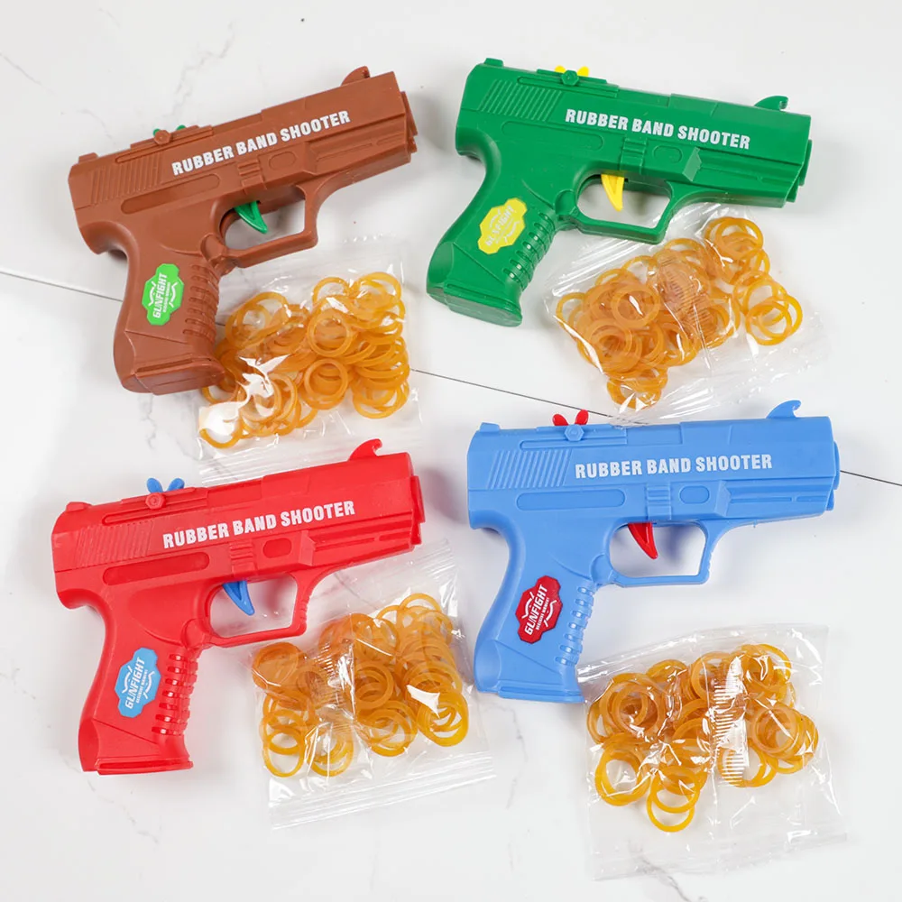 4Pcs Plastic Mini Folding Rubber Band Gun Outdoor Sports Toys for Kids Birthday Party Favors Boys Giveaway Pinata Fillers Gifts