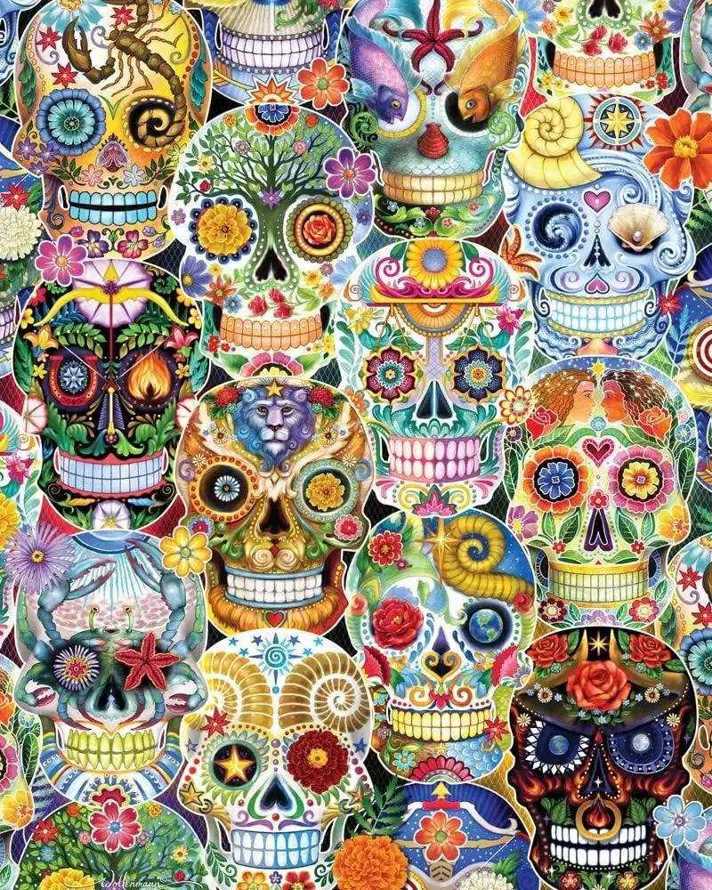 1314/1000/520 Pieces Puzzles for Colorful Skeleton Jigsaw Puzzles for Gameroom  Livingroom Challenging Family Activity Games