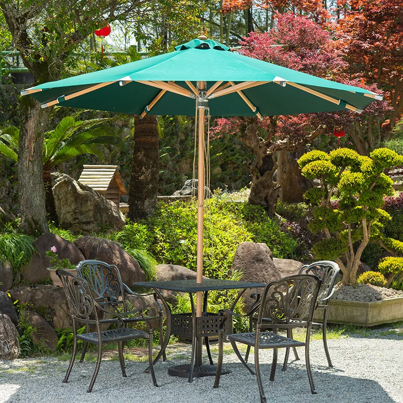 Outdoor polyester parasol courtyard rain and sun protection garden central column umbrella cafe hotel terrace beach sun umbrella