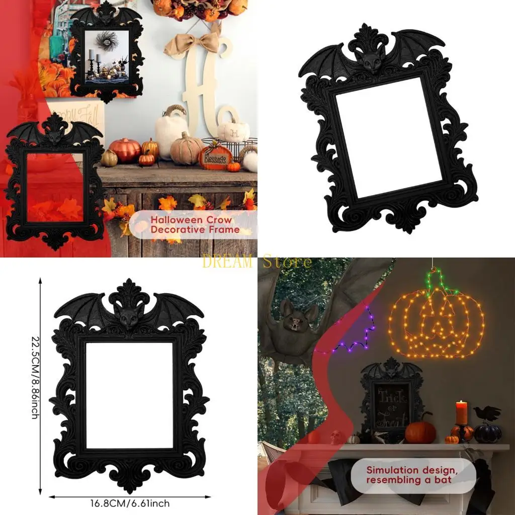 

Halloween Bat Photo Frame Gothic Home Decoration Vintage Display Accessory best sale