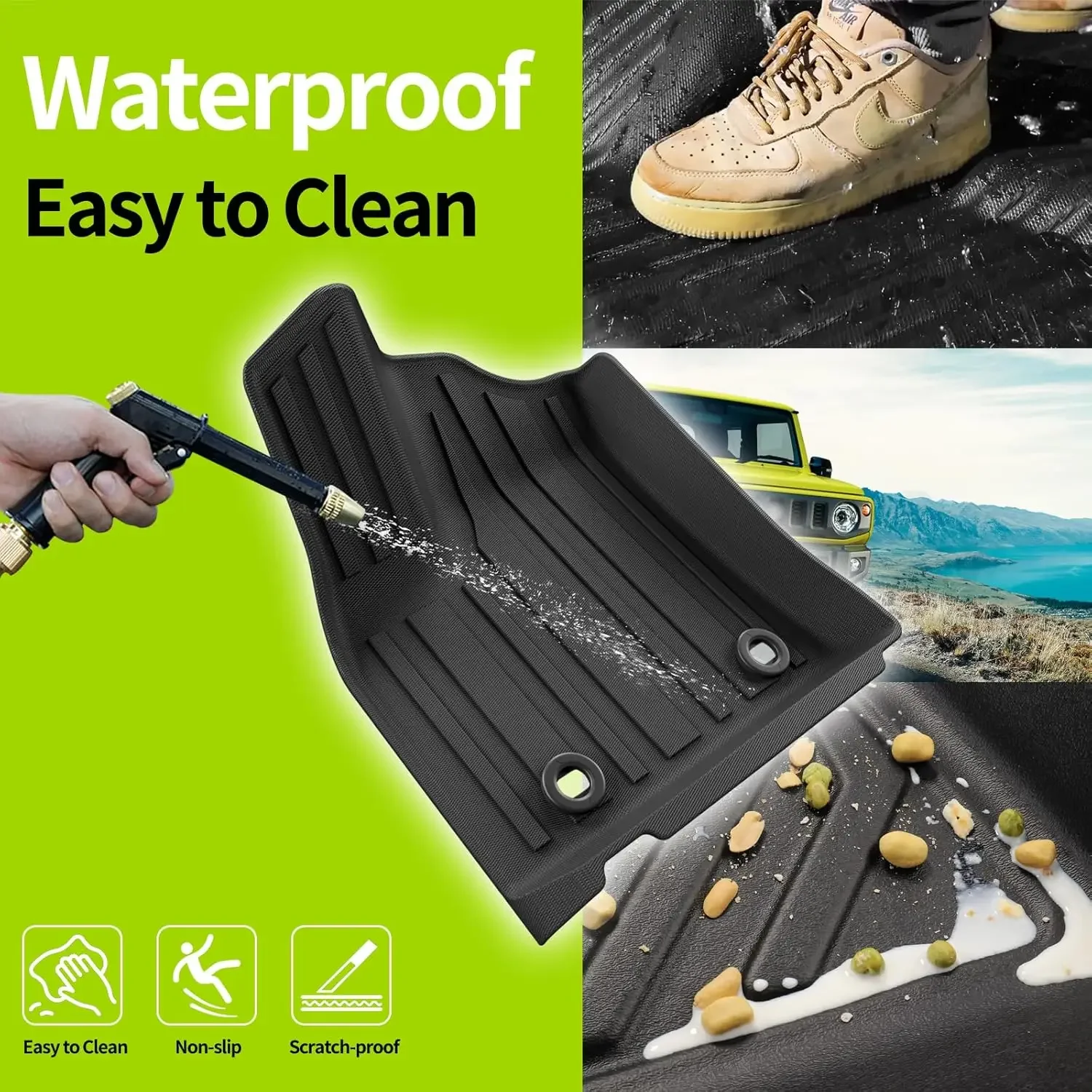 الحصير وبطانة البضائع مناسبة لتويوتا لاند كروزر J300 7 مقاعد LC300 2021-2023 بطانات الأرضية ملحقات حصيرة البضائع TPE جميع الأحوال الجوية