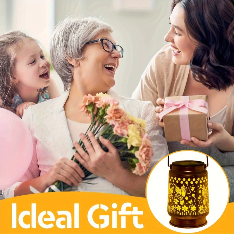 مصباح فانوس معدني على شكل طائر طنان يعمل بالطاقة الشمسية - قطعة واحدة من LED، لمسة نهائية مصقولة، بطارية Ni-MH بقدرة 800 مللي أمبير في الساعة | ديكور معلق للحديقة/الفناء #6