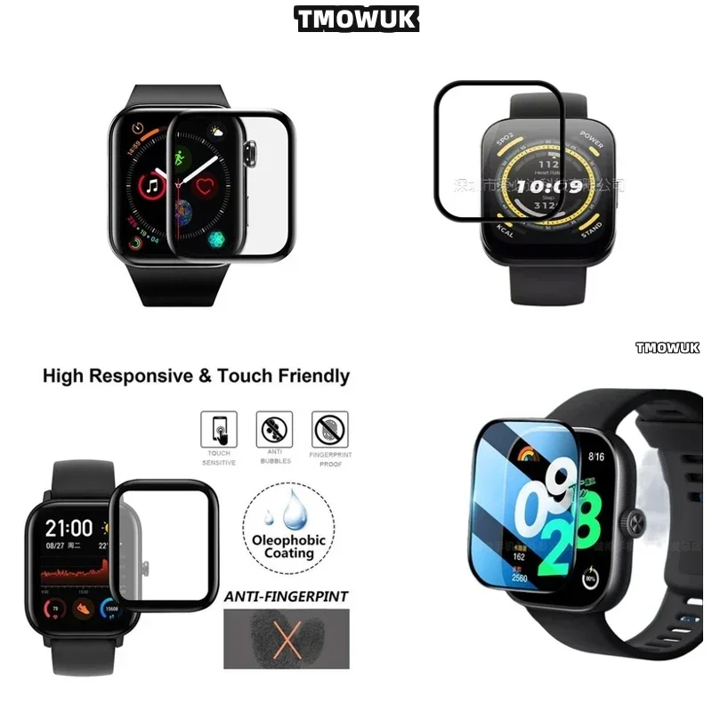 

For Amazfit BIP 3 5 6 U Pro Active Unity GTS 2E 2 3 4 MINI, Superior Full Cover Screen Film With 3D Curved Edge Protection