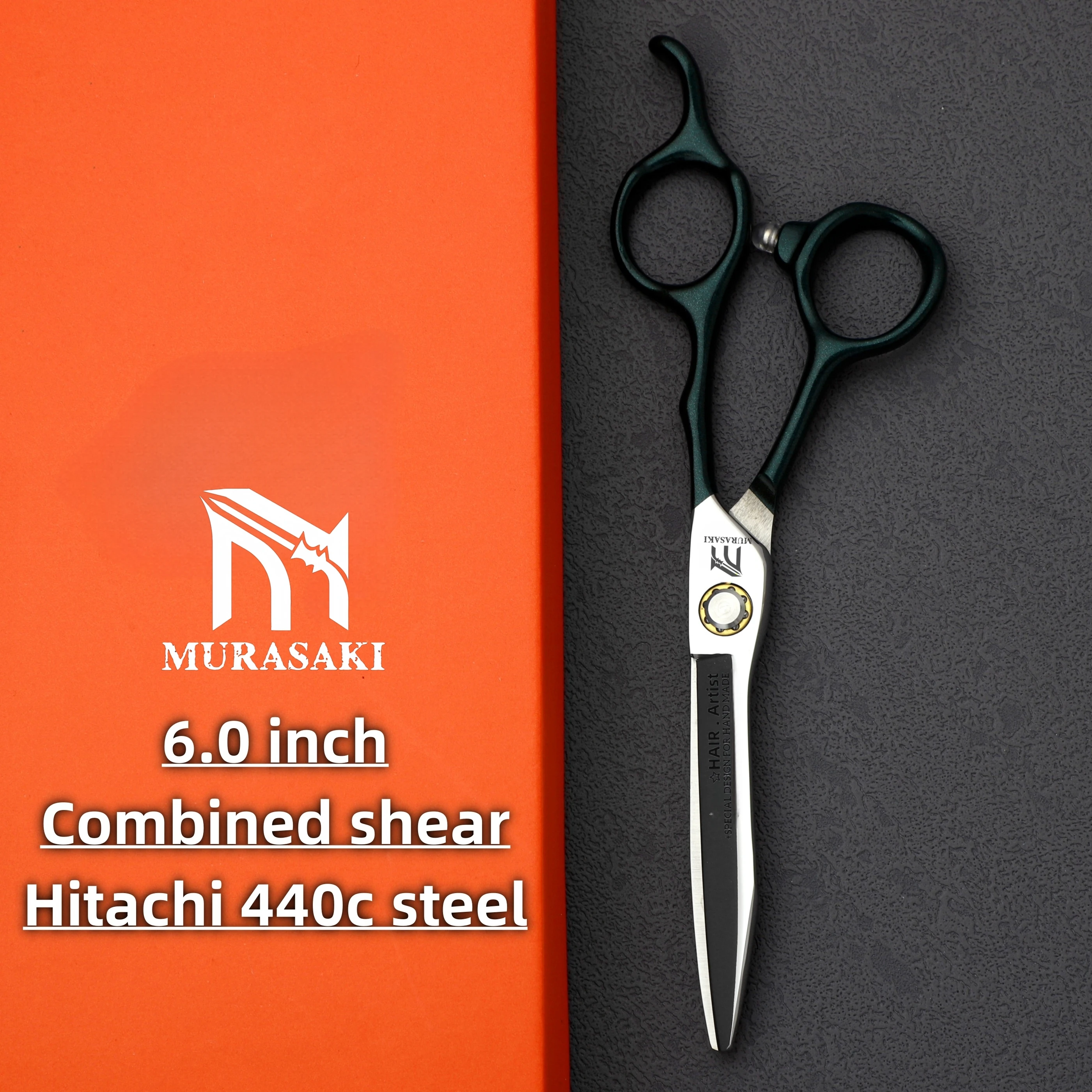 MURASAKI Barber Scissors，6.0 inch Professional Hair Cutting Machine，Japan 440C Steel Barbershop Accessories，High-End Salon To