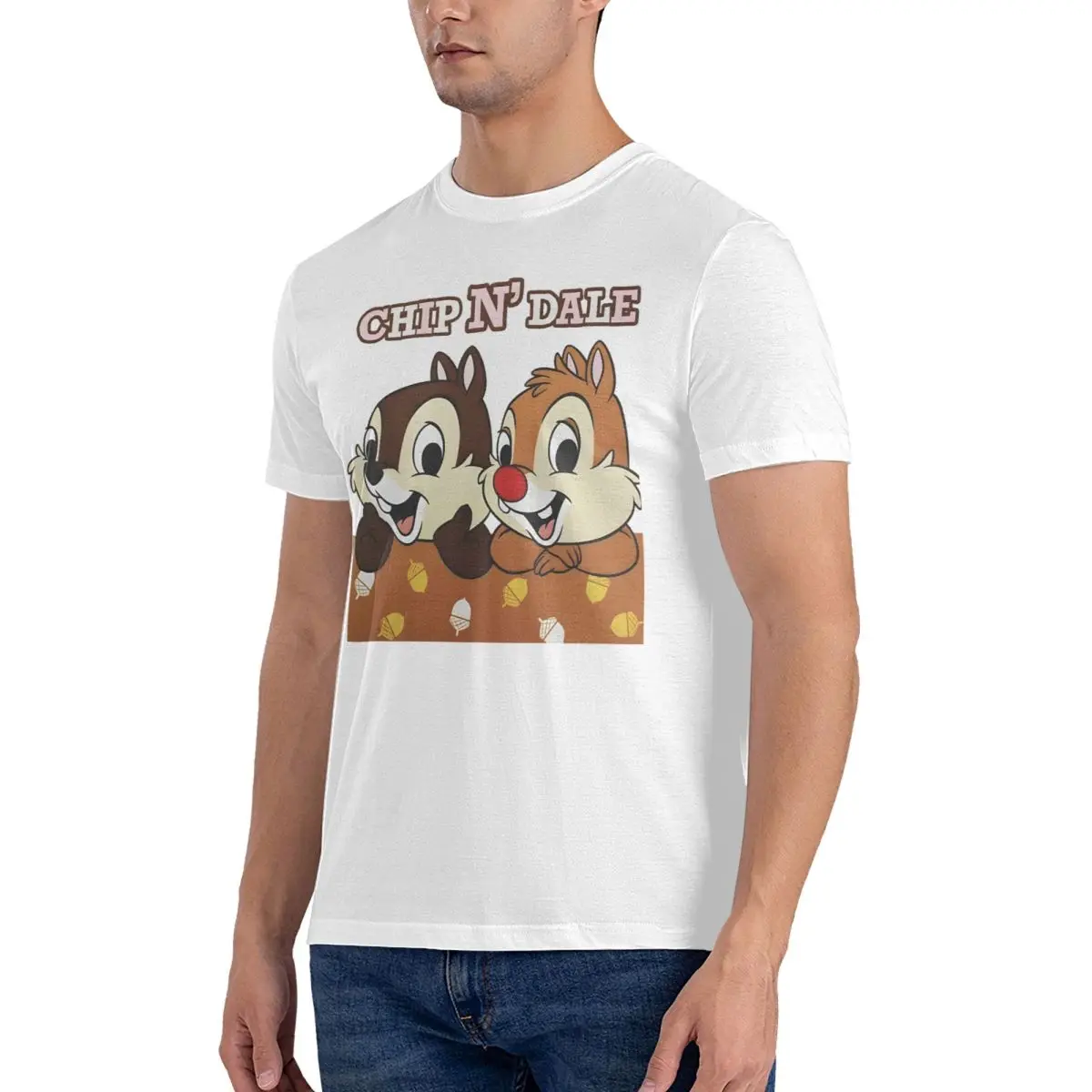 Men Chip And Dale T Shirts Disney Rescue Rangers Cotton Tops Casual Short Sleeve Round Collar Tee Shirt Summer T-Shirt