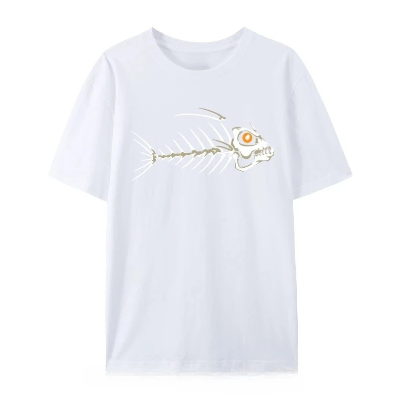 HOT SALE Fish Skeleton Skeleton Custom Plain Funny T-shirt Cotton T-shirt Party T-shirt Large Neutral T-shirt Men's Clothing