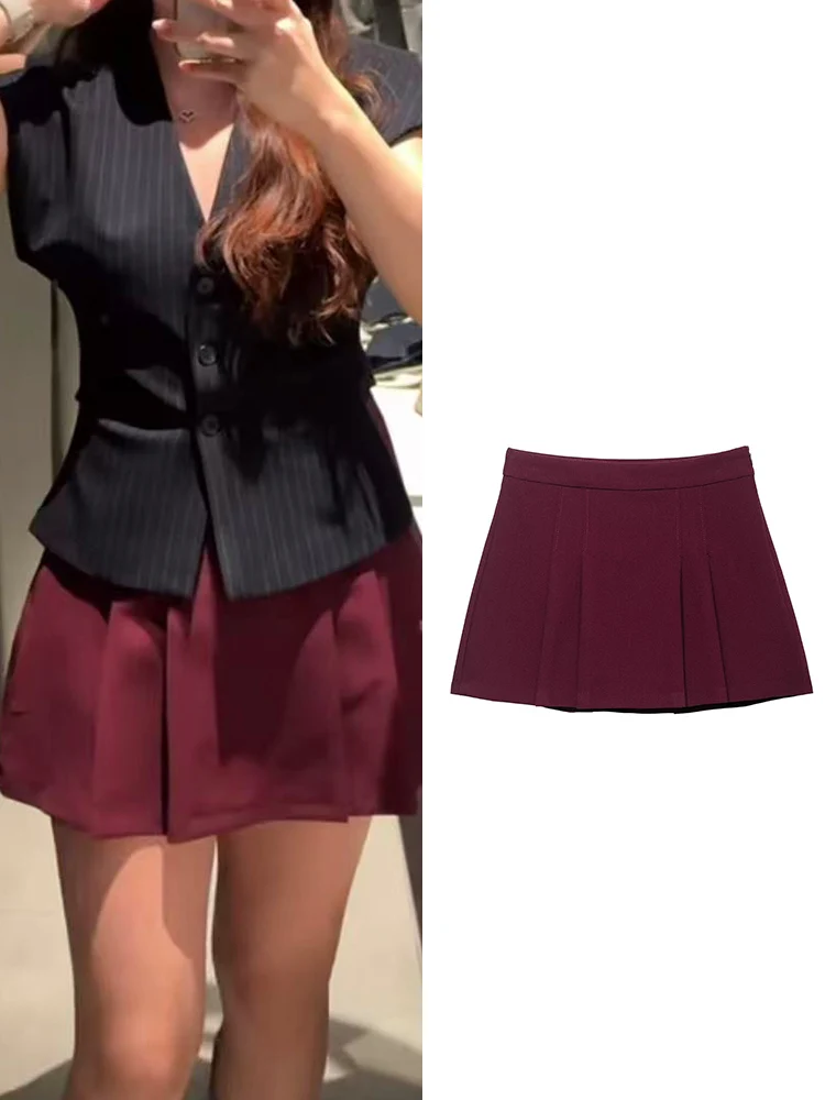 

Fashion Women Solid Mini Skirts Spring Autumn A Line Skirt Chic Pleated High Waisted Street Party Casual Lady Shorts Skirts