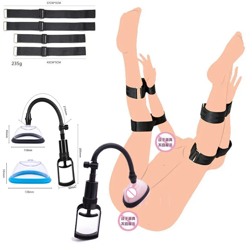 Nylon Bed Bondage Cuffs Strap Pussy Pump Clitoris Sucker Vacuum Cover for Women Enlarged Vacuum Pump Cover Adult Game Sex Toy