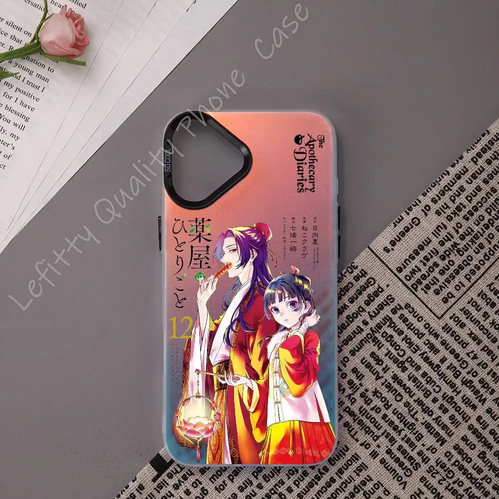 

AhDuo Maomao Apothecary D-Diaries Phone Case For IPhone 16 15 14 13 12 11 Pro Max Matte Multicolor Laser Metallic Gradient Funda